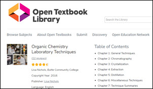 screenshot of open textbook library site